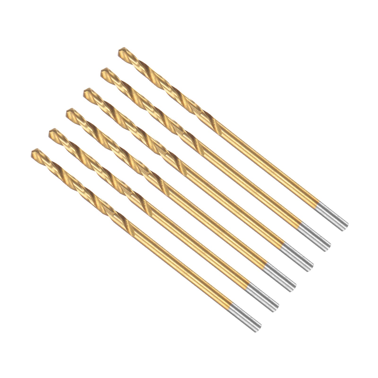 CoCud Twist Drill Bits, 1.5mm Drilling Diameter, Titanium Coated High Speed Steel 6542 Straight Round Shank
