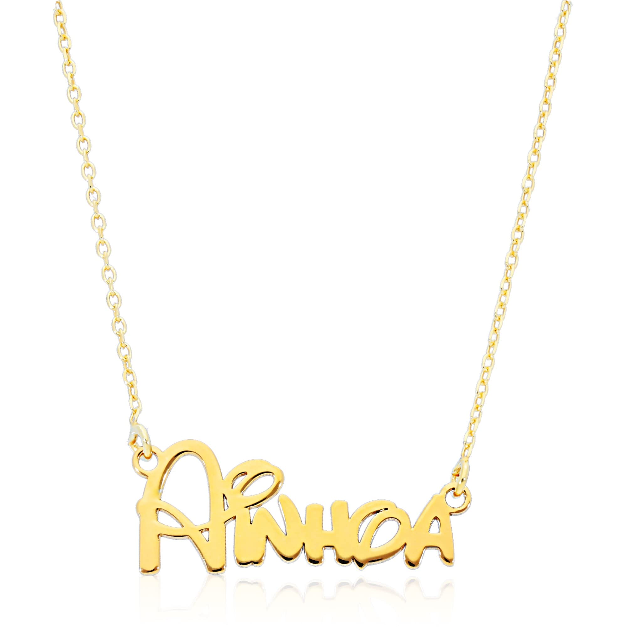 Colgante Personalizado con Nombre - Plata de Ley 925/1000 para Mujer – Collar Artesanal con Cadena Ajustable - Hecho en España (Modelo Funny Oro, Plata de Ley)