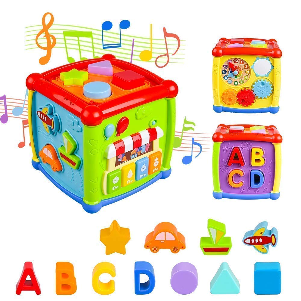 MOKRUSH Baby Activity Cube Toy, 6-in-1 Piano Center for 6-36 Months, Toddler Educational Toy, Multicolor