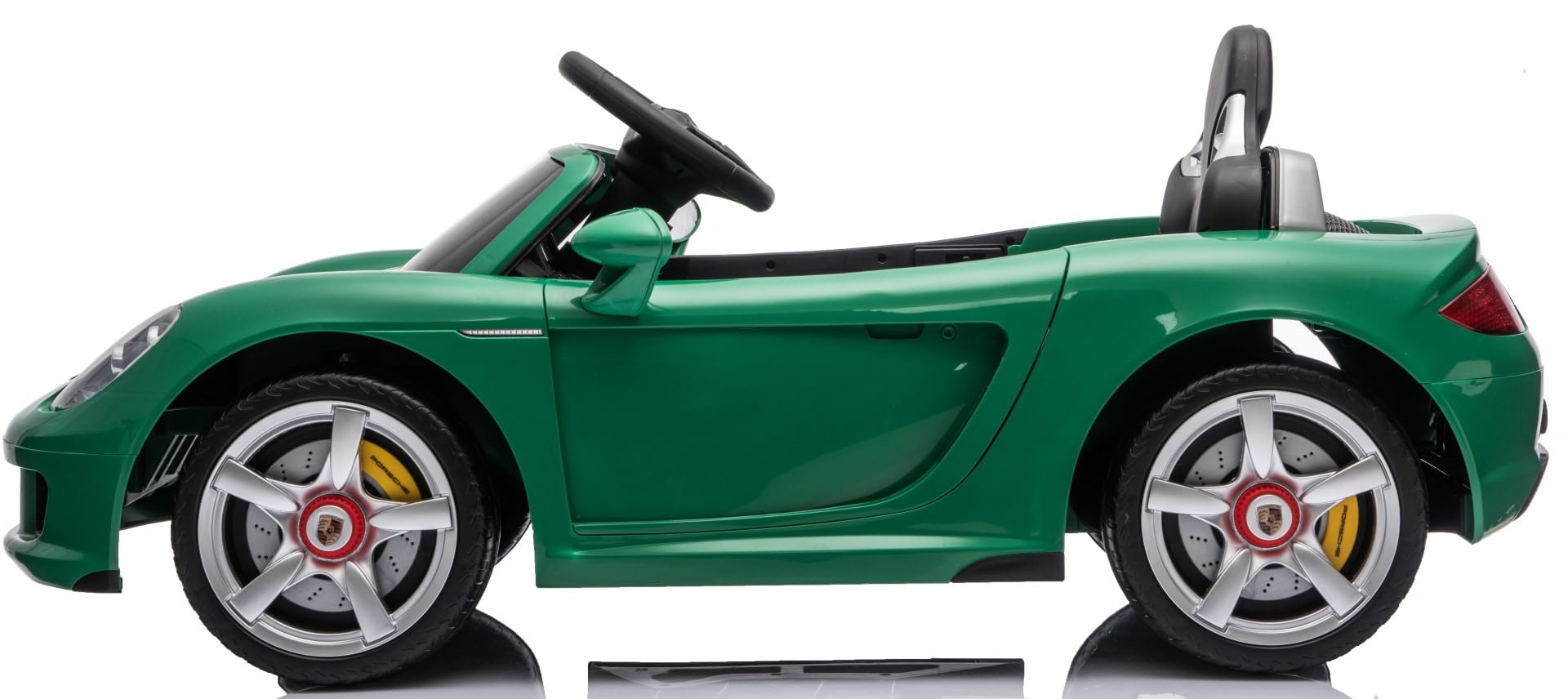SUN BABY Porsche Carrera GT Cabrio, Auto elektryczne, Jeździk - Zielony | Pilot, 2 silniki 390, MP3, amortyzatory, pasy bezpieczeństwa, otwierane drzwi, 2 biegi, 3–5 km/h, akumulator 12V 4,5Ah