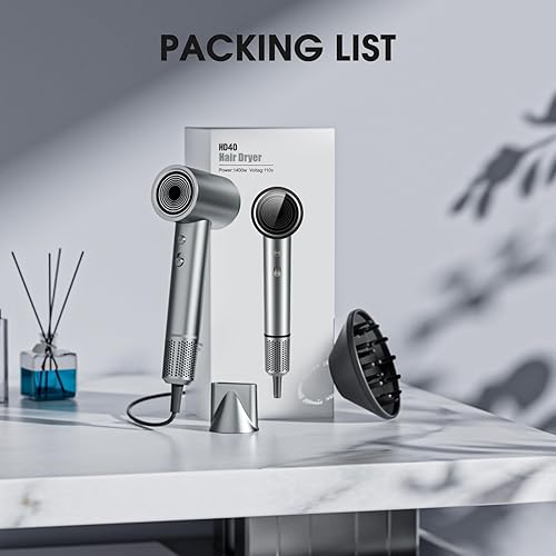 Miniatura 8 de Secador de Pelo, Secador de Pelo Iónico Profesional para Secado Rápido, Secador de Pelo de Alta Velocidad con Difusor para Salón en Casa y Viajes,