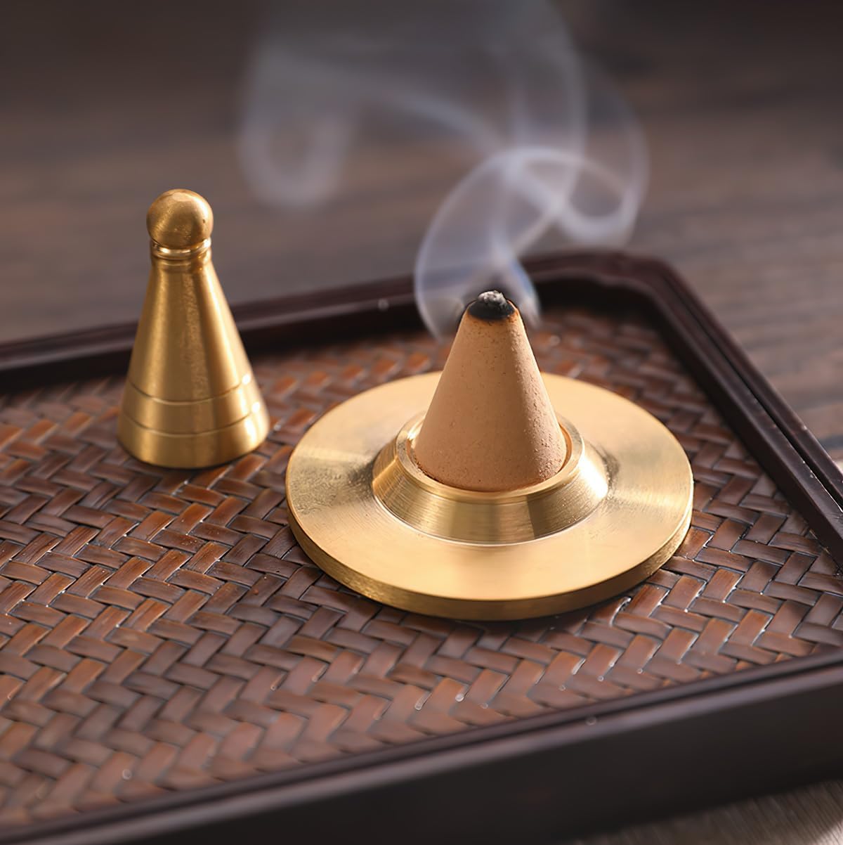 Kit bruciatore di incenso cinese, kit bruciatore di incenso in puro rame/ottone, accessorio per fragranze cinesi per la casa con strumenti per stampi per incenso