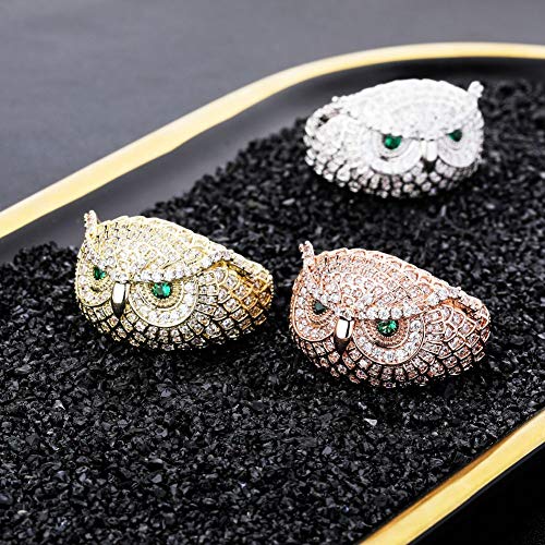 Topgrillz 14K Gold Or White Gold 6 Times Plated Owl Hip Hop Iced Out Lab Diamond 5A Cz Bling Fashion Ring For Men And Women Boys Jewelry Gift (Silver, 11) #TOP5