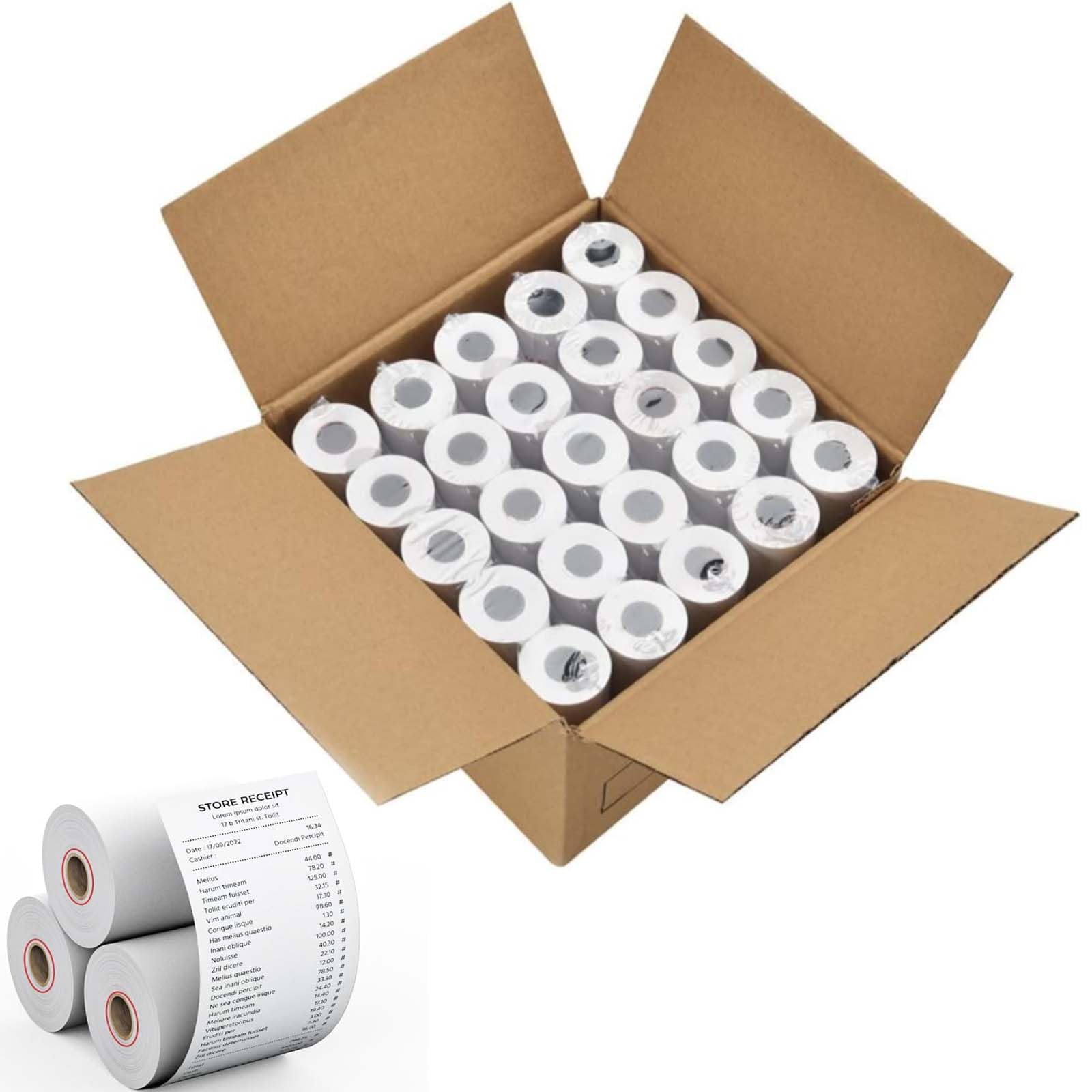 Rollos de papel térmico para recibos, papel térmico de 2 1/4 pulgadas x 85 pies, rollo de papel de caja registradora POS (50 rollos)