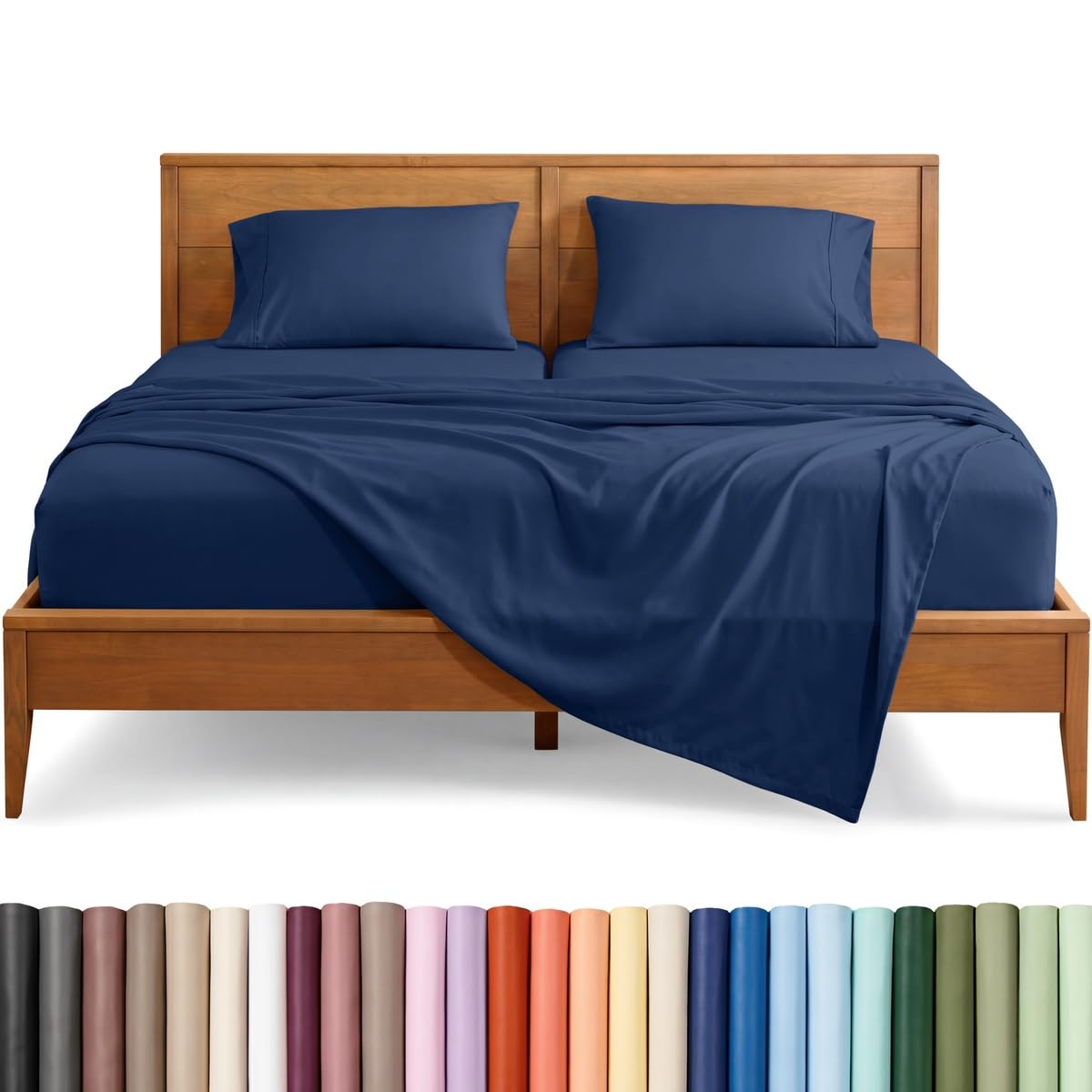 Bare Home Sheet Set - 1800 Ultra-Soft (Split Cal King, Dark Blue) — image 1