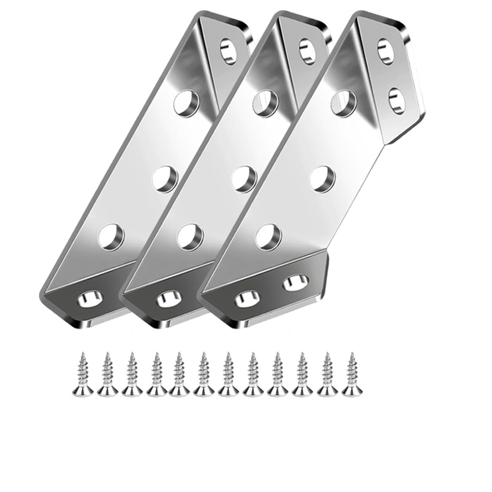 Corner Braces Brackets 3-40set Stainless Steel Angle Bracket with Screws for Cabinet and Shelf Frame Connection(15PCS(3Set))