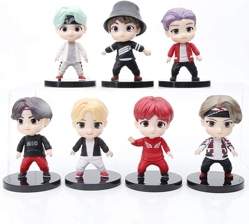 STORE 2508 Bts Action Figures For Car Dashboard, Decoration, Cake, Office Desk & Study Table (Set A), Polyvinyl Chloride,70 X 33 Mm