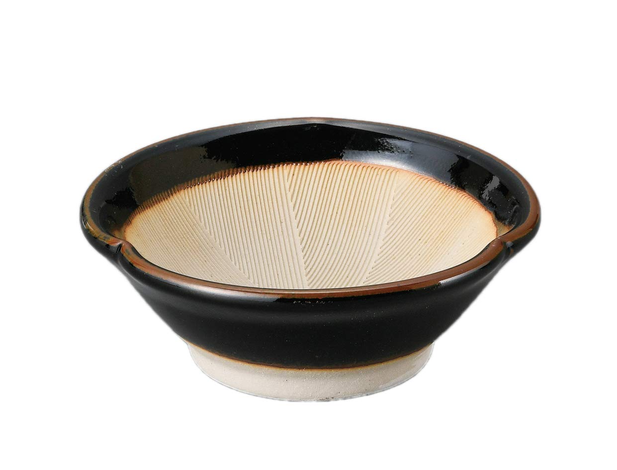 Mino Ware 10119314 Mortar Pot, Commercial Use, Made in Japan, 4.7 x 1.8 inches (12 x 4.5 cm), Tenmei Flower Shape, 4.0 Mortar