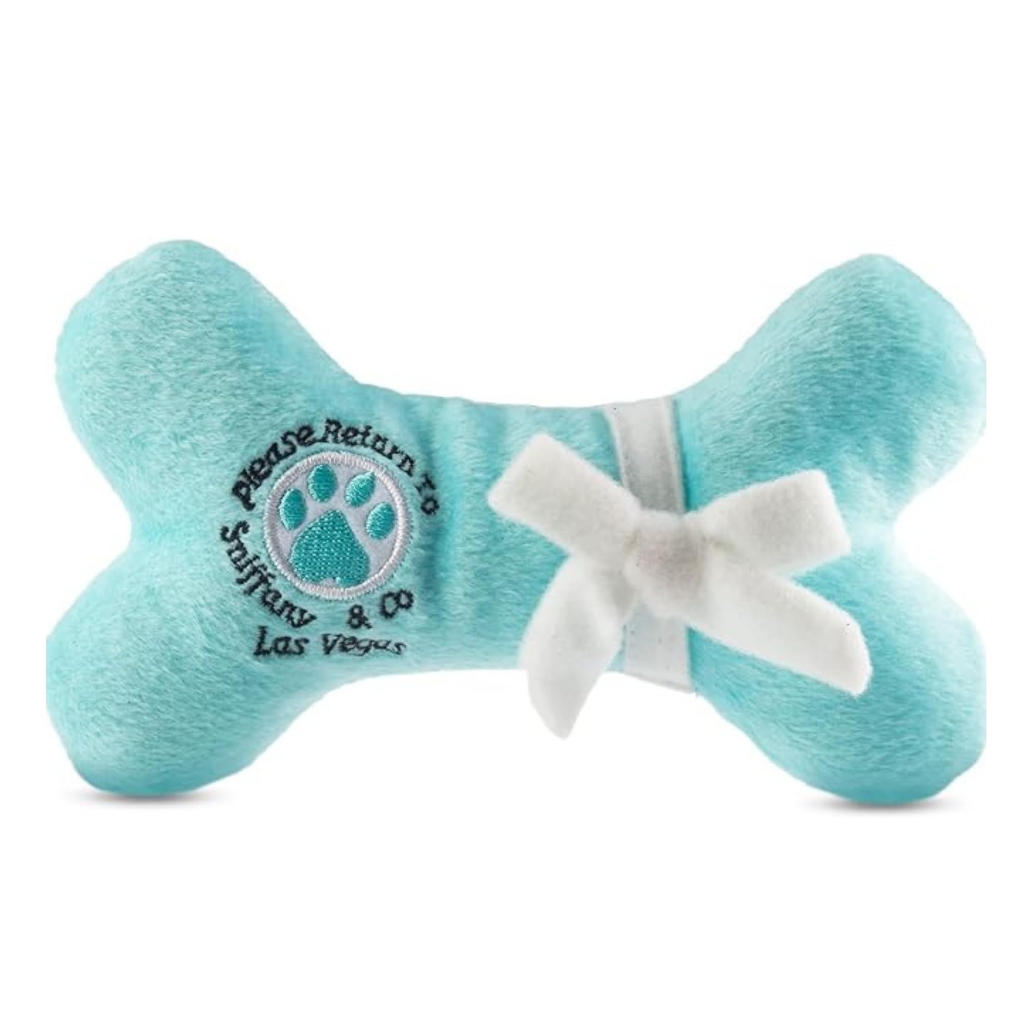 Dog Diggin Designs Sniffany & Co Petite Plush Dog Toy Bone | Luxury-Inspired Parody Designer Bone with Built-in Squeaker, Soft Plush Chew & Play Dog
