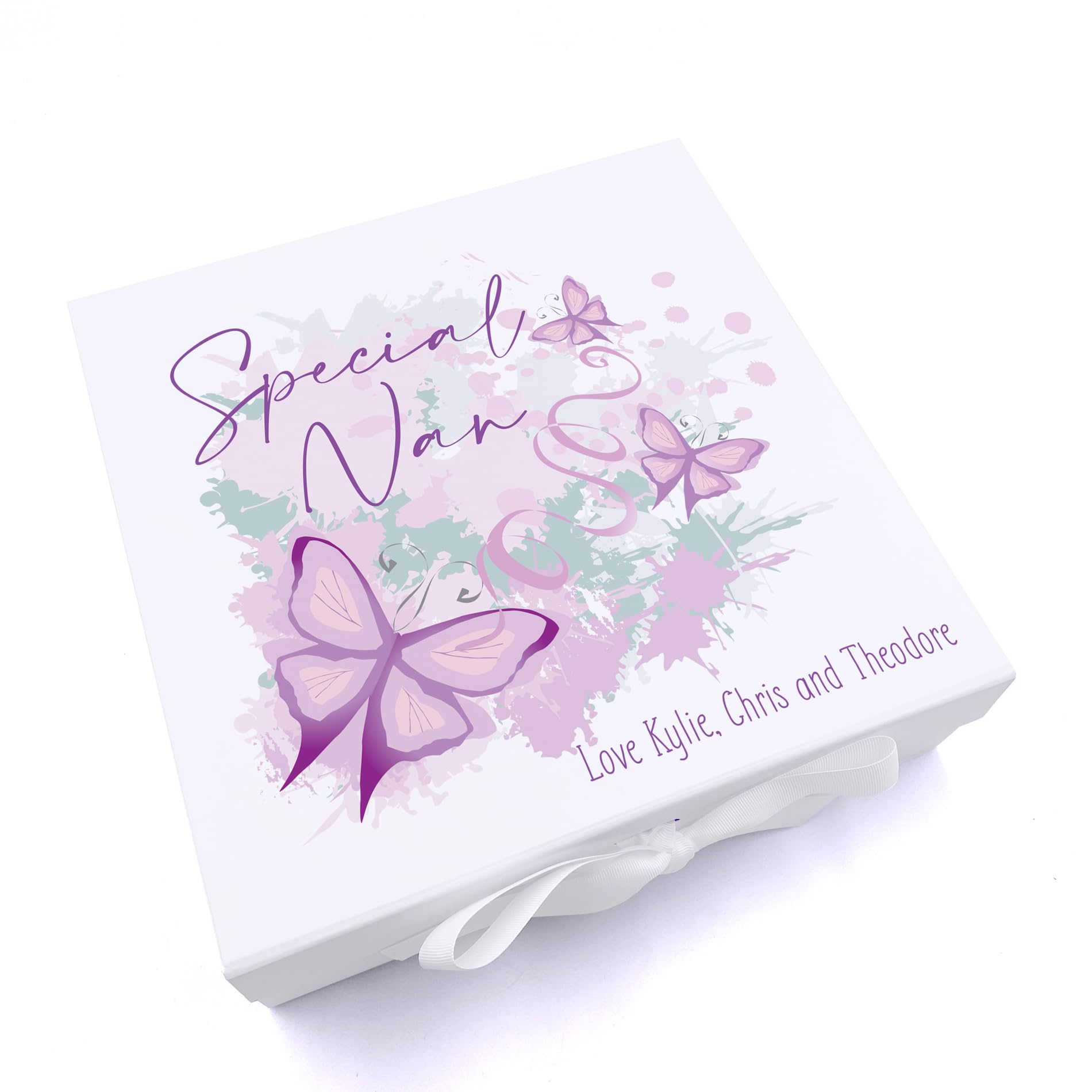 ukgiftstoreonline Personalised Special Nan Pink & Purple Butterfly Gift Keepsake Memory Box (Large)