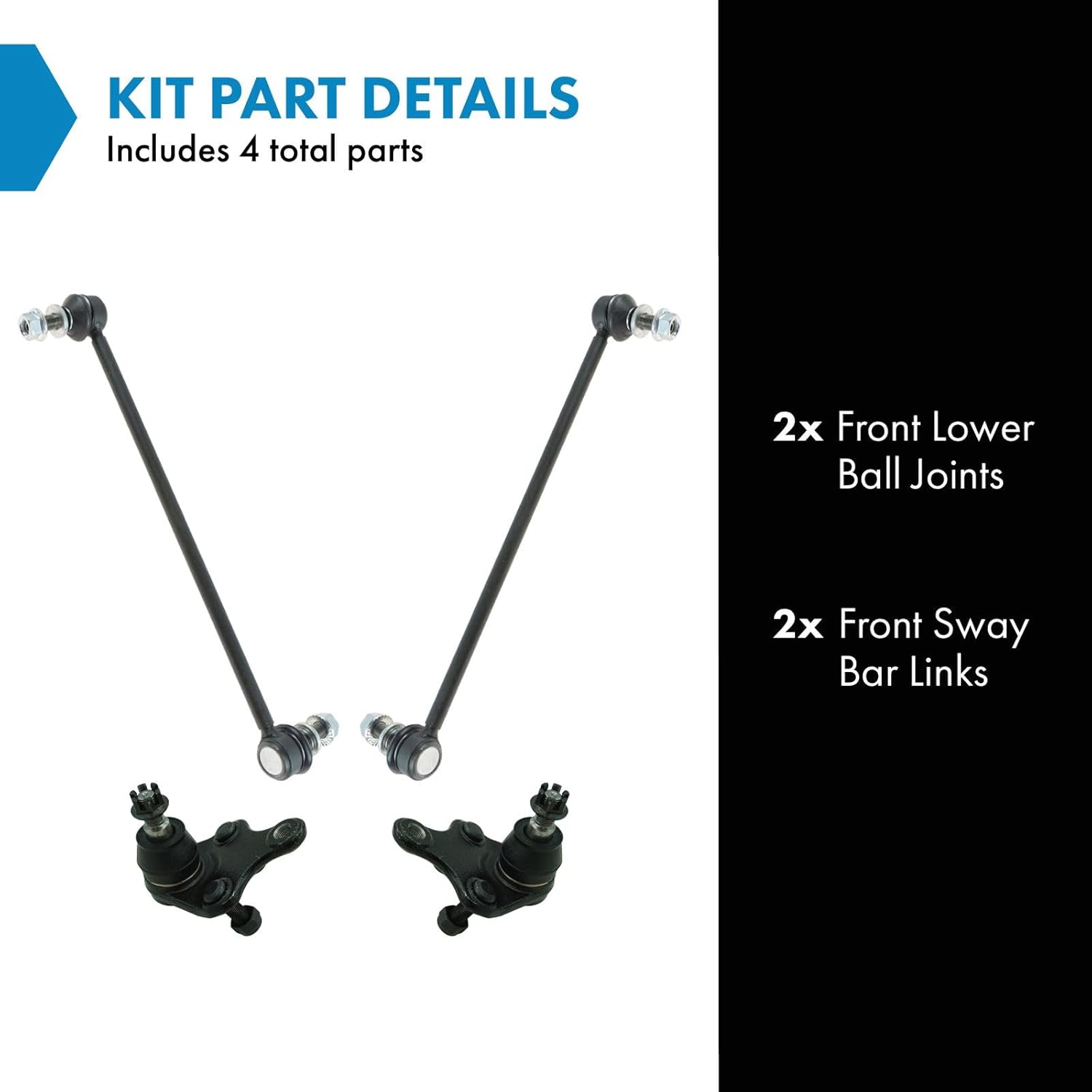 TRQ Front Suspension Kit Ball Joint Sway Bar Stabilizer Link Compatible with 10-21 Lexus 08-16 Scion 06-20 Toyota
