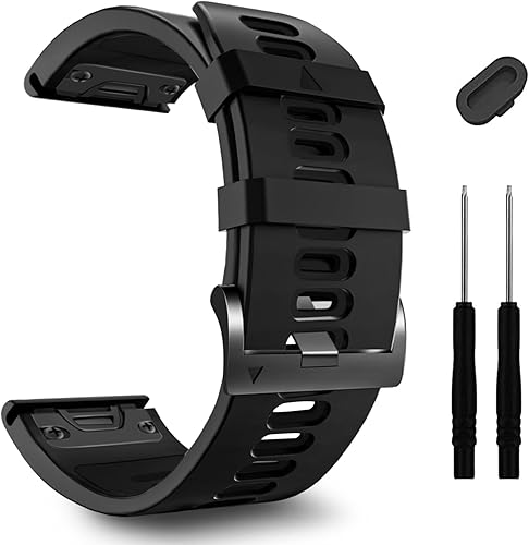 Miniatura 55 de ZPJPPLX Correas de reloj de 1.024 in de fácil ajuste para tactix 8, Fenix 8, 2.008 in, 7X Pro 6X 5X, correas deportivas de silicona suave 3 Pack 1