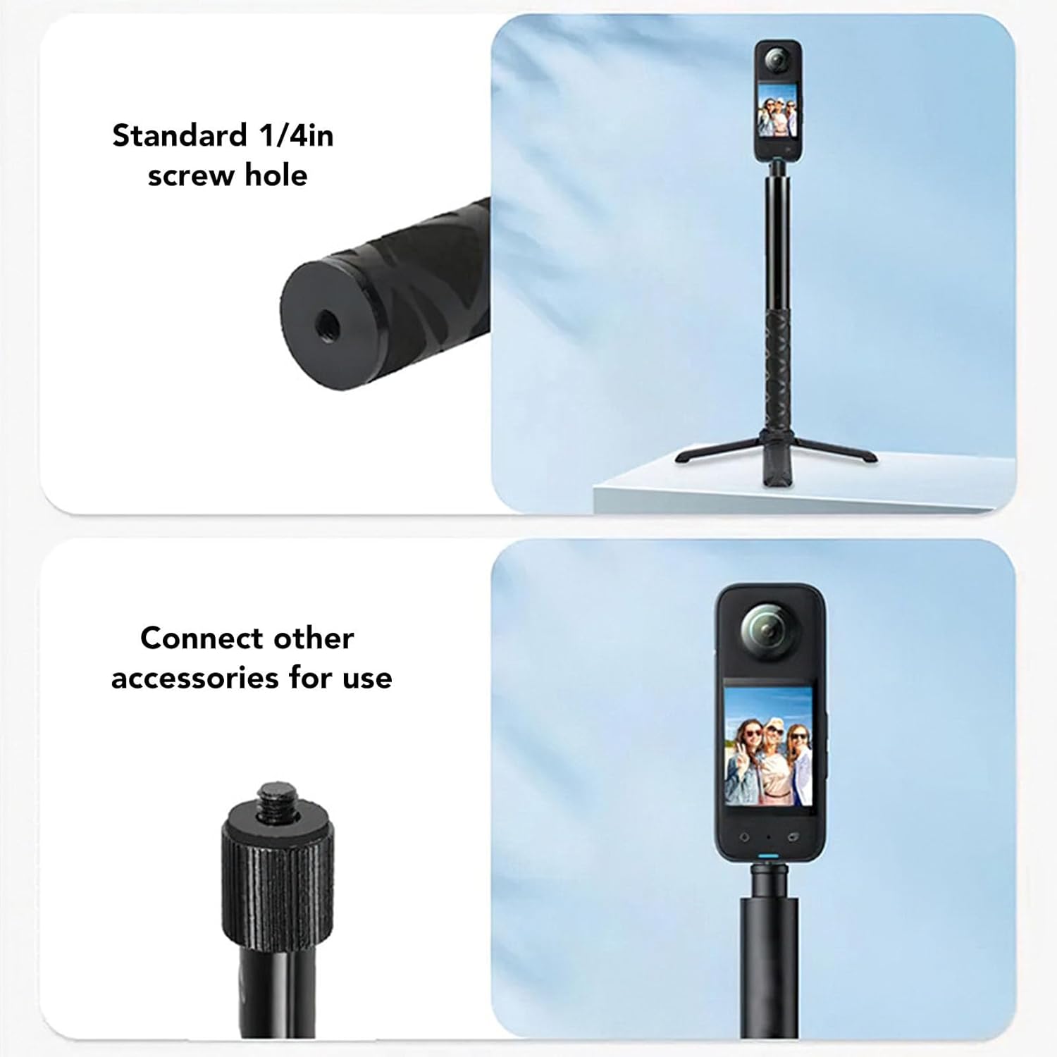 Selfie Stick for X4 X3, 360° Photography Tripod for ONE X, RS, Portable & Sturdy Design