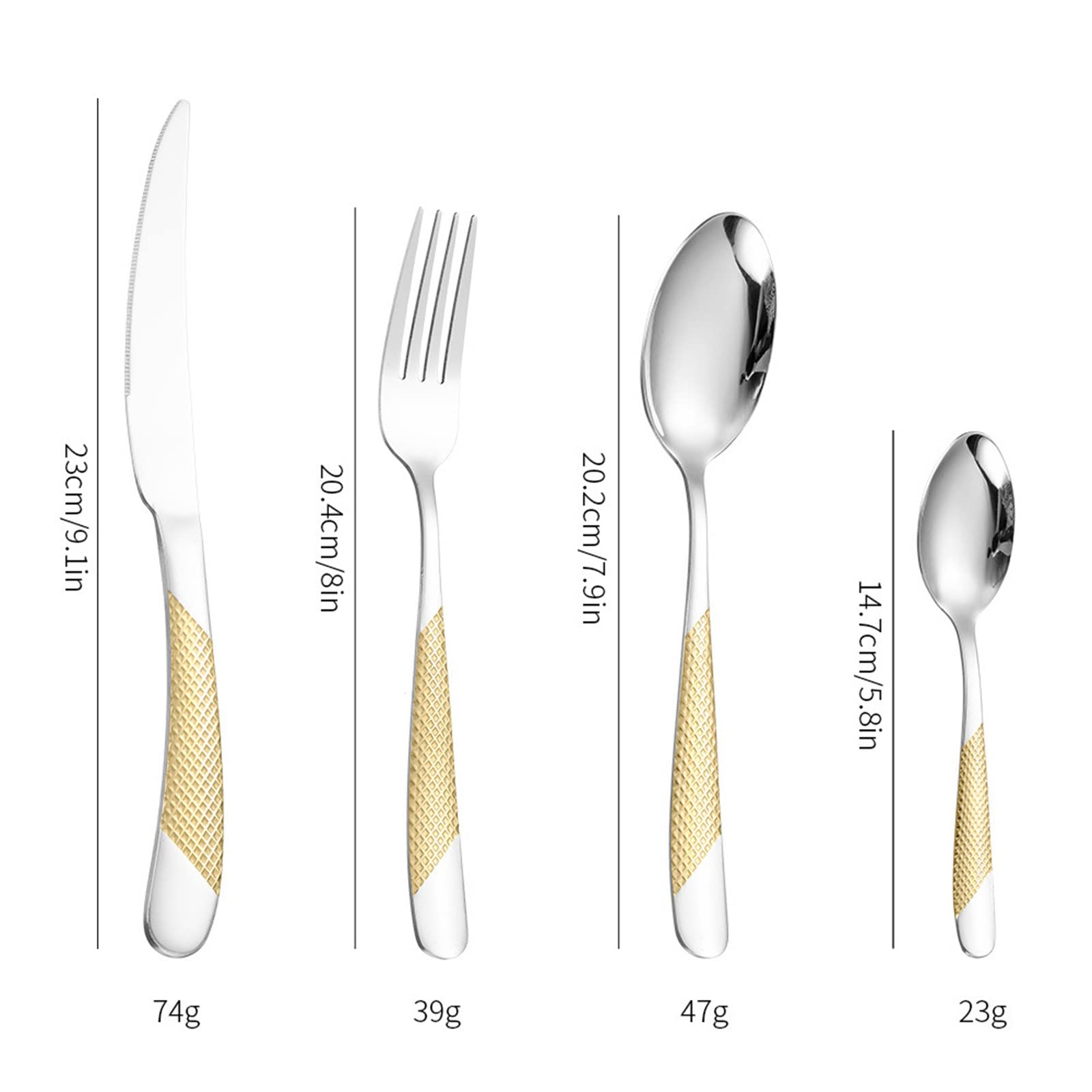 Set di posate in acciaio inossidabile - Posate Coltelli Forchette Cucchiai - Set di posate da 24 pezzi, scatola artigianale,C