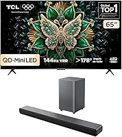 Combo Smart TV TCL 65 QLED Mini LED 4K C6K WiFi 144Hz 65C6K e Soundbar TCL Subwoofer 2.1 S55H