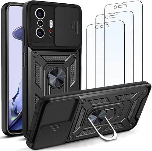 Funda para Xiaomi mi 11T11T Pro con protector de cámara, 3X protector de pantalla Funda de soporte de anillo de 360 para Xiaomi mi 11T11T pro con
