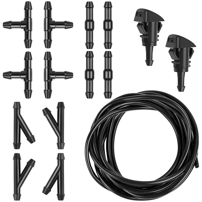 Buy Windshield Washer Hose Kit, 4M Hose +12 Connectors +2 Fan Nozzles
