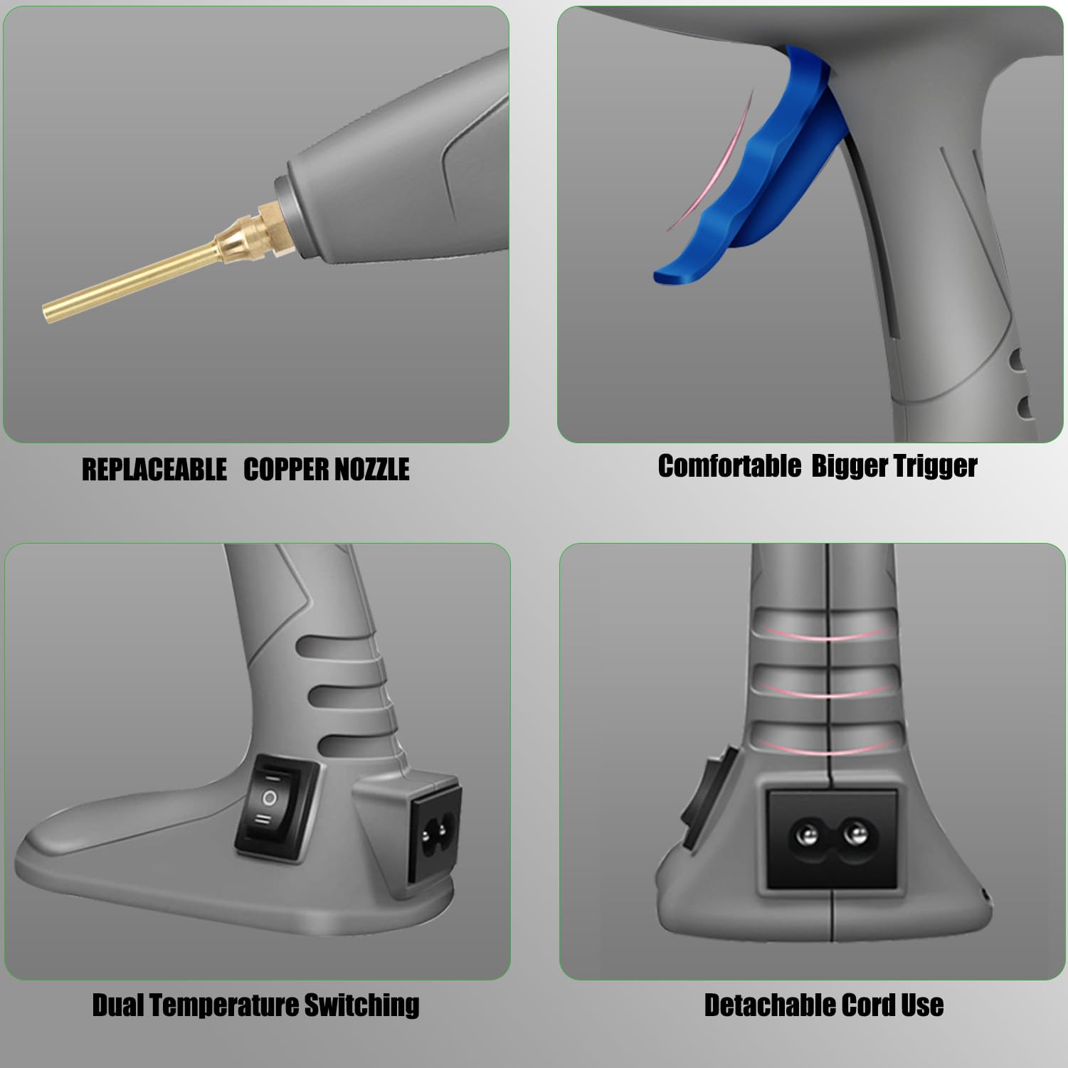 MONVICT Hot Melt Glue Gun With 7 Copper Nozzles, 3 Silicone Finger