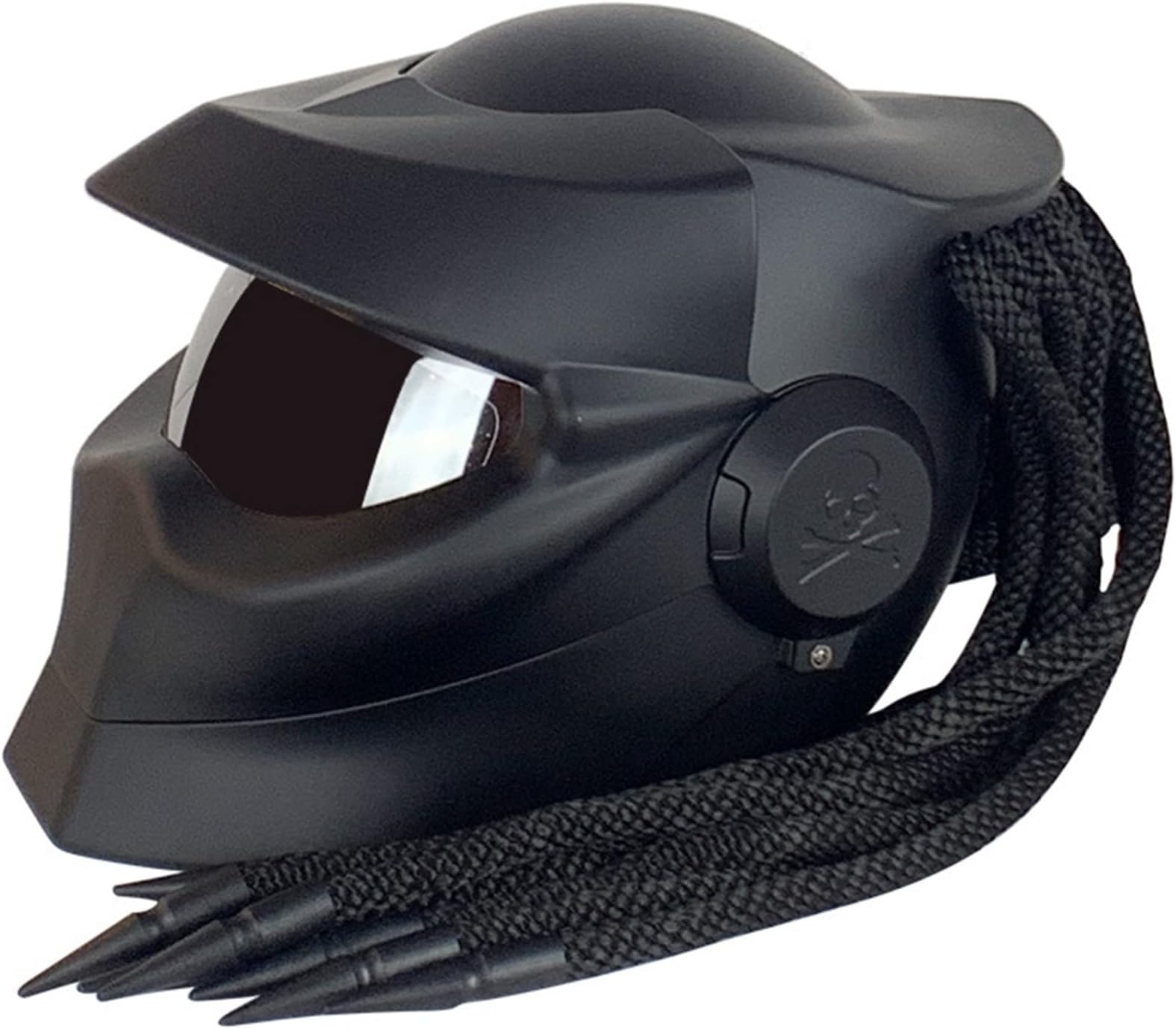 Motorbike Full Helmet Flip Up Visor Personalized Helmet with Braids and Warning Lights Modular Motorcycle Helmet for Men Women Motocross Cruiser DOT/ECE Approved