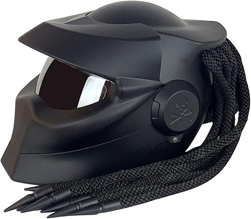 Casco completo para motocicleta, visera abatible, casco personalizado con trenzas y luces de advertencia, casco modular de motocicleta para hombres
