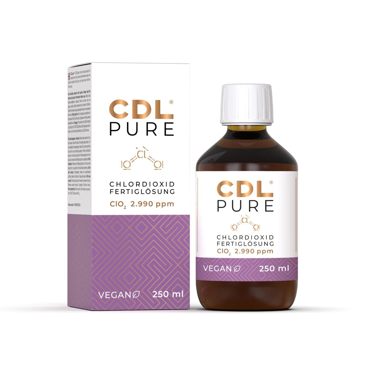 CDL Chlordioxid Lösung 0,3% I 250 ml I CDL CDs Chlorine Dioxide Solution I Trinkwasserdesinfektion I Braunglasflasche & Pipette inkl. I Made in Germany I Wasseraufbereitung