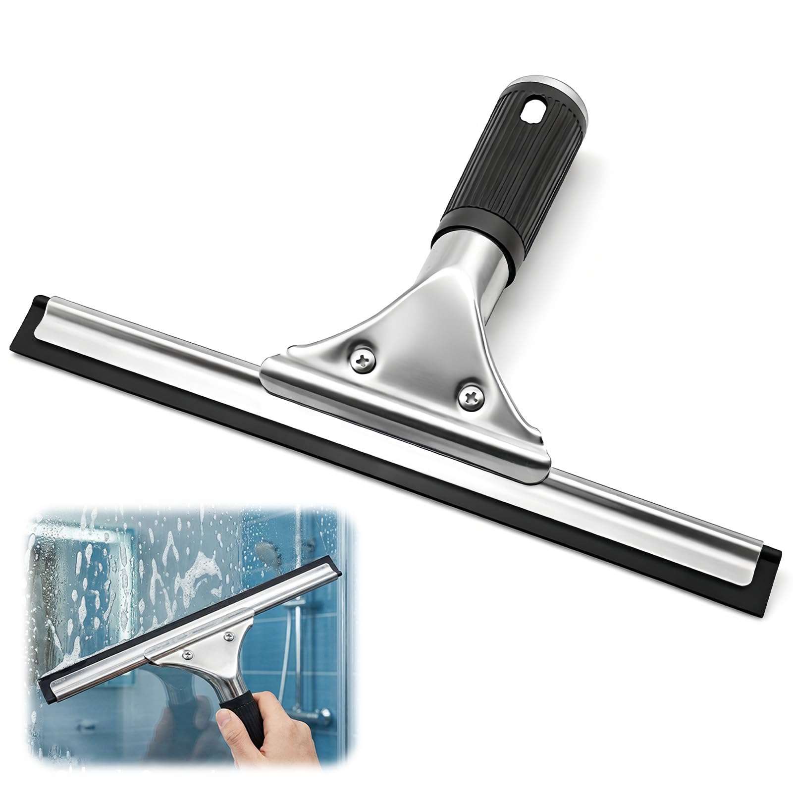 Fofuo 25cm Professional Window Squeegee Stainless Shower Screen Wiper