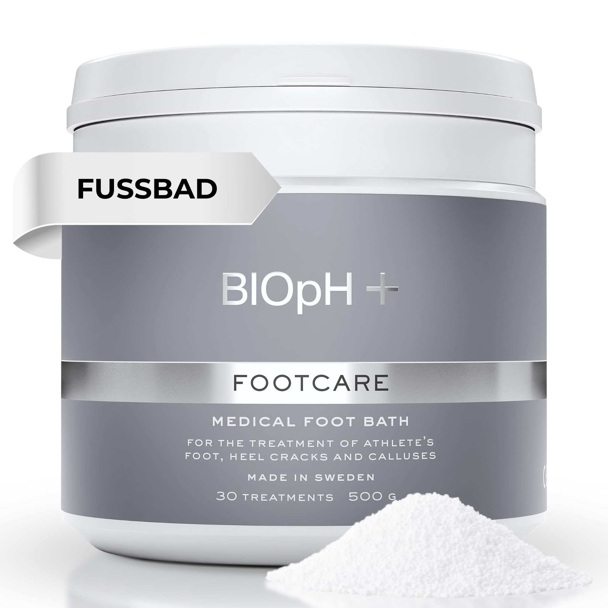 BIOpH+ Fußpflege 500 g - Antimykotisches medizinisches Fußbad für Spa & Bad - Behandlung von Fußpilz, rissigen Fersen und Hornhaut