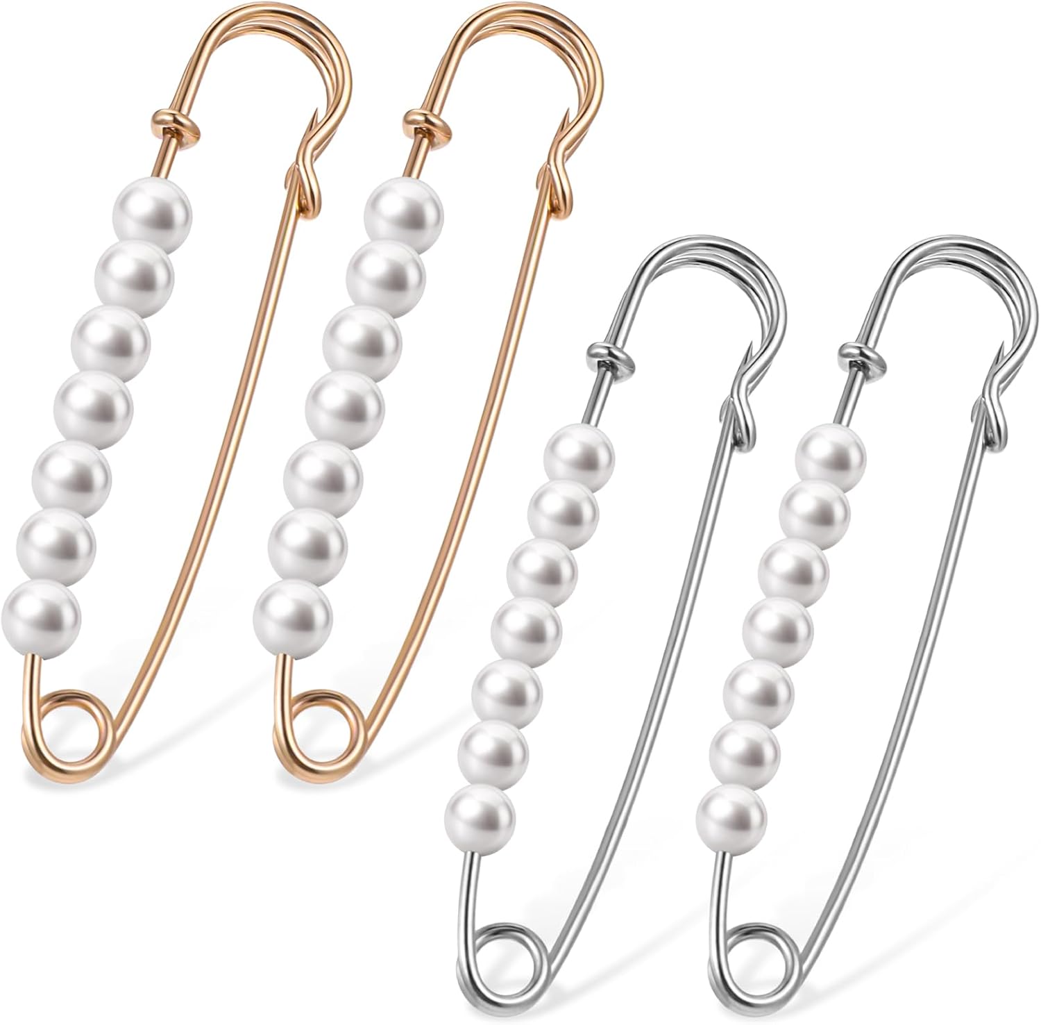 4 Pcs Faux Pearl Brooch Pins Decorative Safety Pins...
