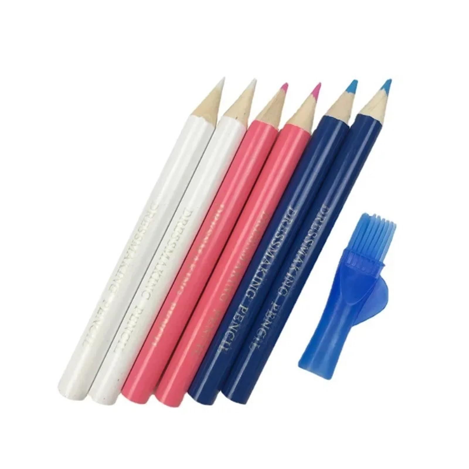 Tiza costura Lápices de tela for costura, lápiz Soluble en agua, marca de sastre, tapa de cepillo de tiza for sastre, marcador for el hogar, herramientas de rastreo para Tela(6pcs)