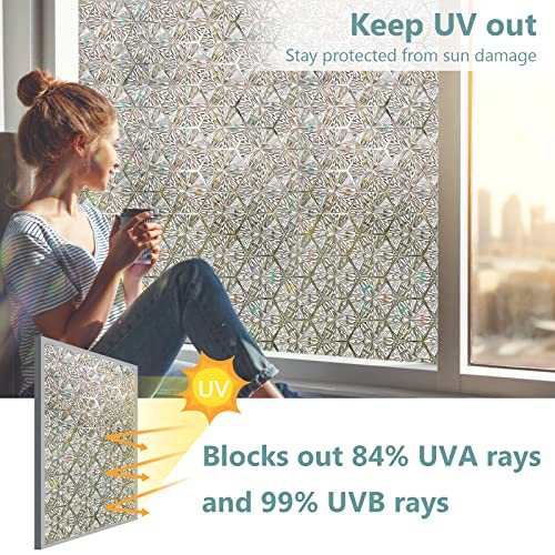 Sunbaby Window Film Privacy Decorative: 3D Window Privacy Film Stained Glass Window Film Frosted Glass Window Film Sun Blocking (17.7 * 78.7 Inch) #TOP4