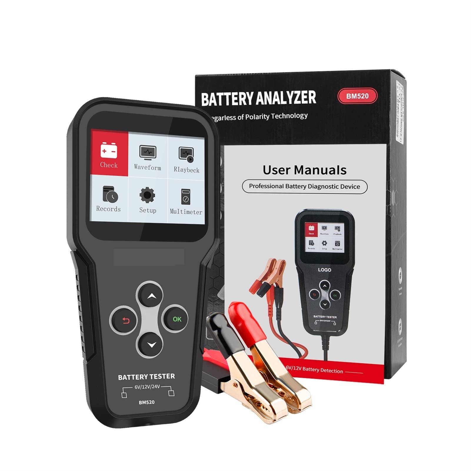 EDEDE Tester Batteria BM510. Tester della Batteria del Camion dell'automobile del Motociclo 6 V 12V 24V. Analizzatore della Batteria 2000. Cca. Strumenti dello Scanner di Prova di Caricamento(BM520)