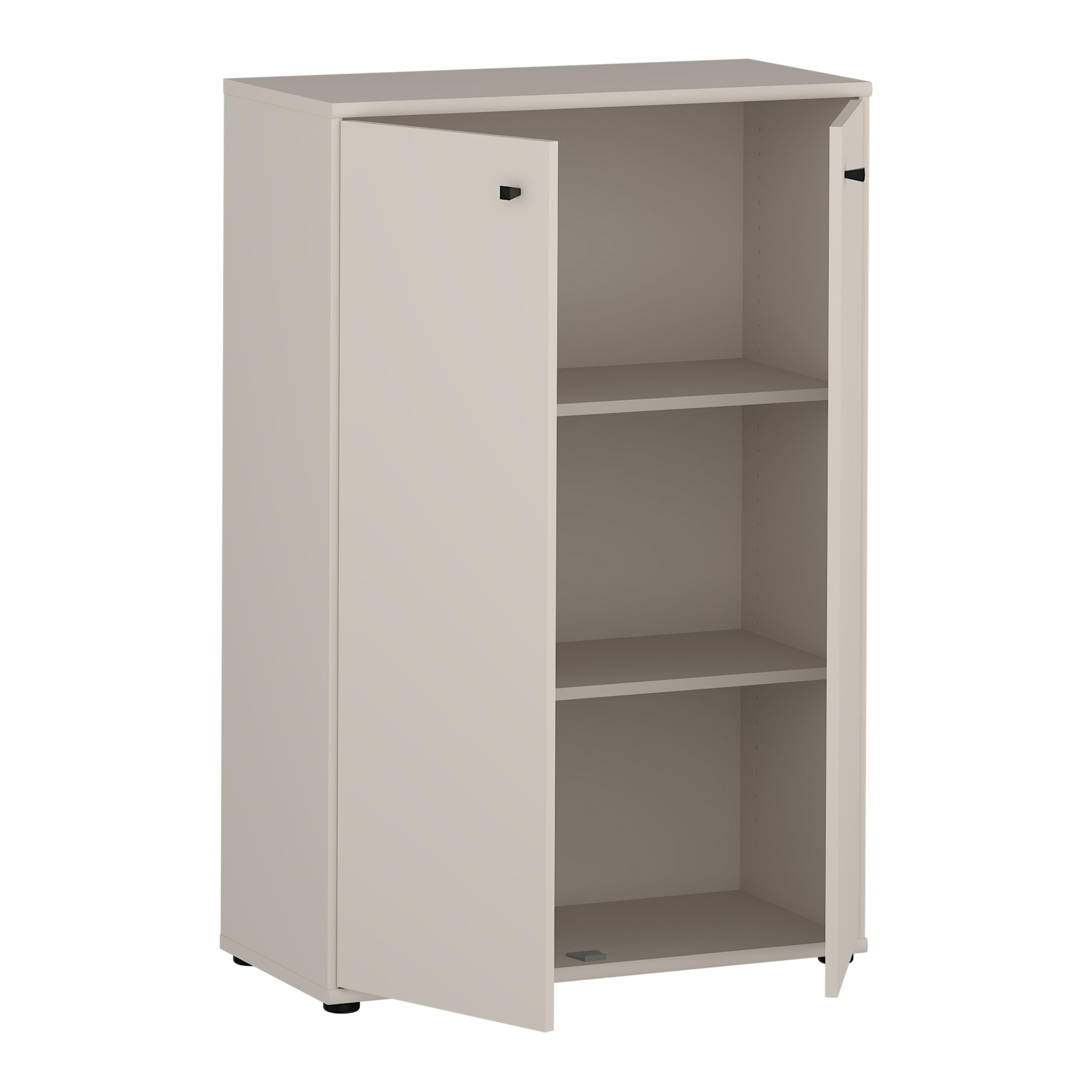 Forte TEMPRA 2 Kommode 70 80, Moderne Kommode 2-türig, Schlafzimmer, Wohnzimmer, Holzwerkstoff, Büro, Kaschmir|Beige, 73,7 cm breit x 111,1 cm hoch x 34,8 cm tief