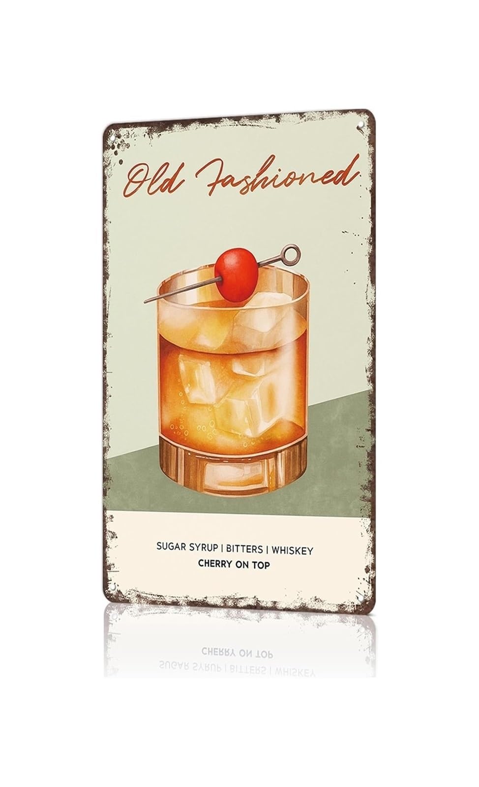 PKNVKZIDK Nostalgic Metal Poster Cocktail Instructions Pattern Wall Hanging for Laundry Room Workshop Basement 8 X 12 inch