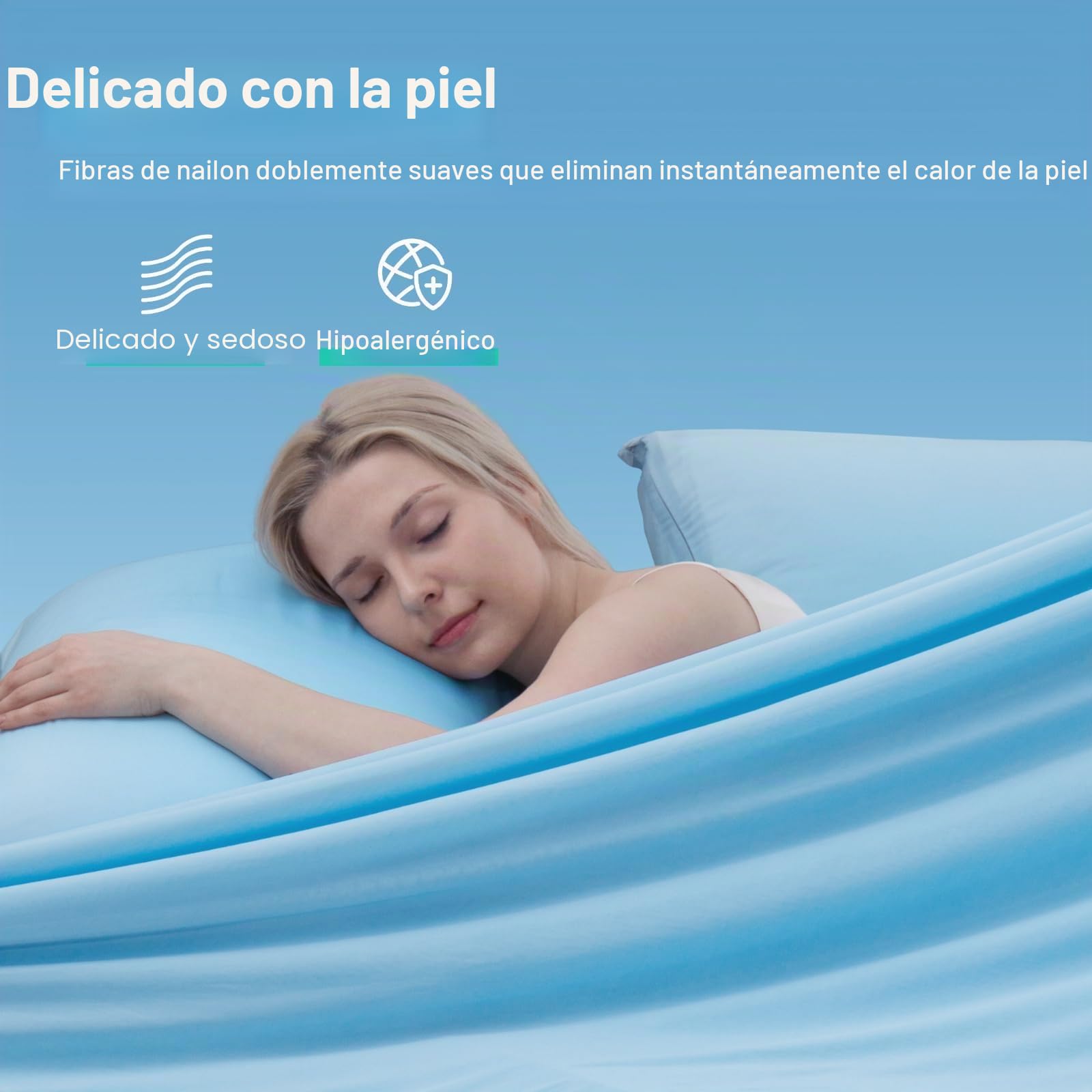 Marchpower ARC-Chill® Manta de enfriamiento de Verano con sensación fría Q-MAX>0,5 Manta Verano de Doble Cara para Cama sofá de Viaje, 130 x 170 cm, Azul