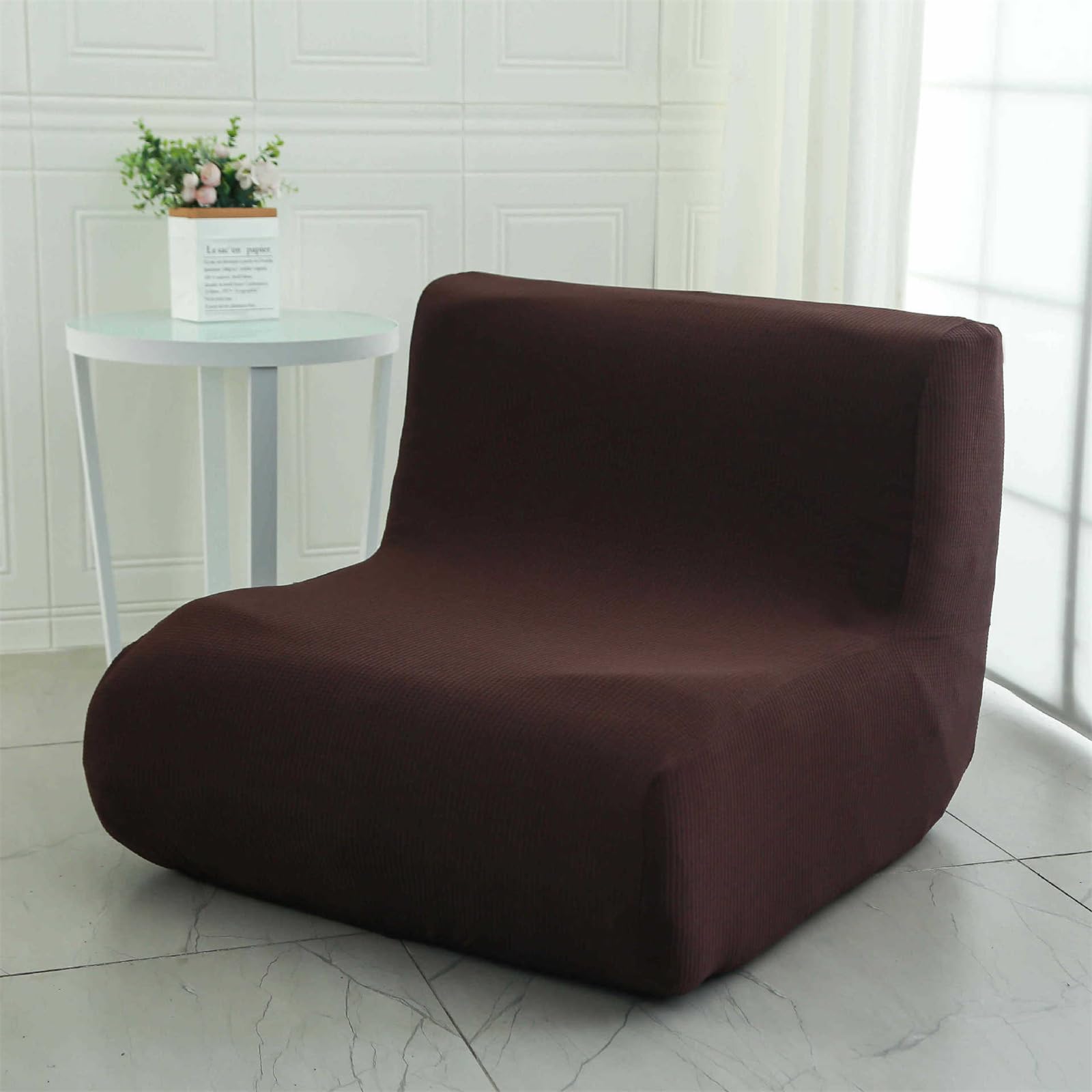 Surwin Armless Sofa Cover 1 Seater, Lazy Floor Sofa Cover Stretch Armless Chair Slipcover Lazy Floor Sofa Couch Cover Folding Sofa Bed Cover Non-Armrest Furniture Protector (Plaid Curry)