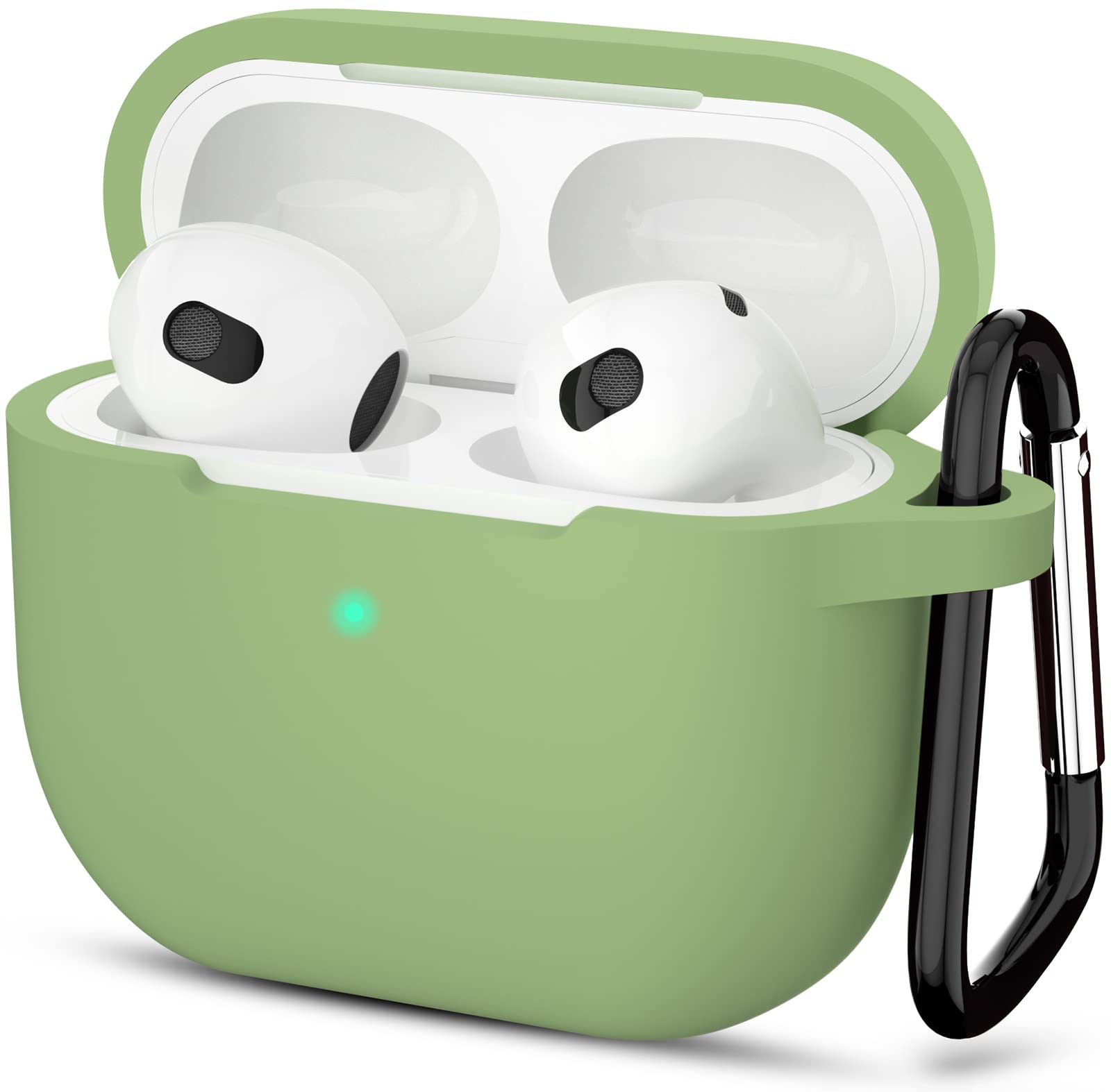 ATUAT Compatible with AirPods 3 Case, Protective Silicone Cover for AirPods 3rd Generation Case 2021, Wireless Charging - Matcha