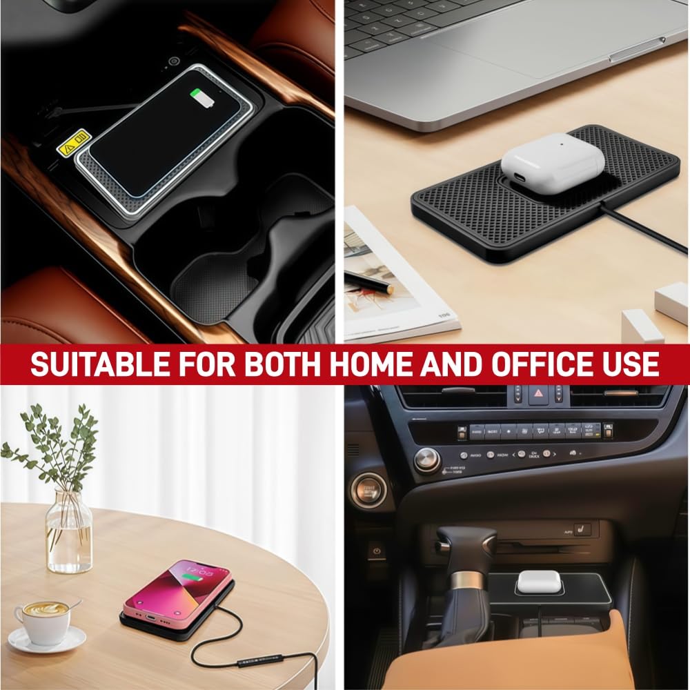 Caricatore Wireless Auto per Fiat Pandina Electric 2026,15W Tappetino di Ricarica Wireless Auto,Tappetino di Ricarica Rapida Antiscivolo,per iPhone,Samsung,USB