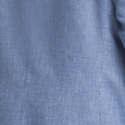 Image of Colorplus Men's Contemporary Fit Cotton Blend Notch Collar Yarn Dyed Pattern Full Sleeve Blue Casual Blazer