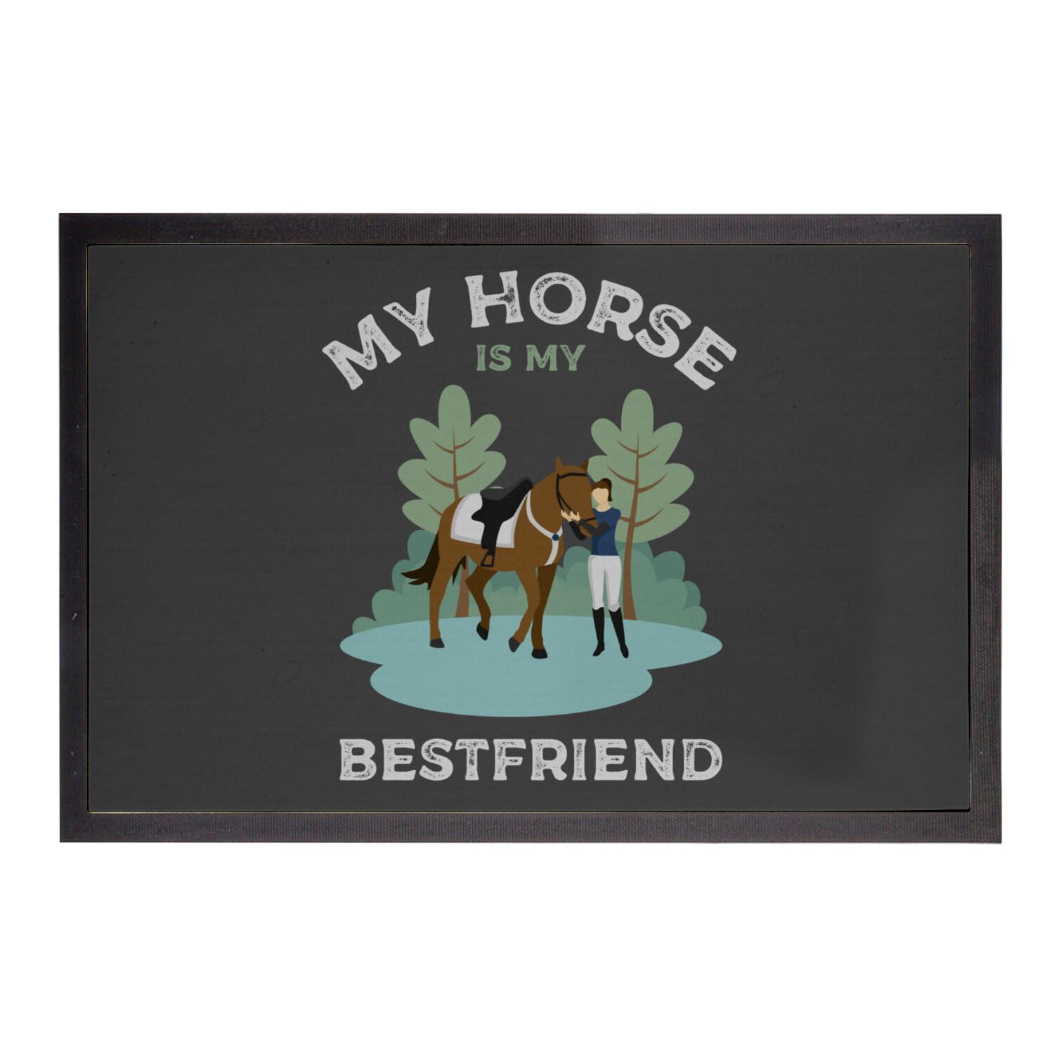 Paillasson Noir Antisaleté Équitation My Horse is My Bestfriend 75x50cm