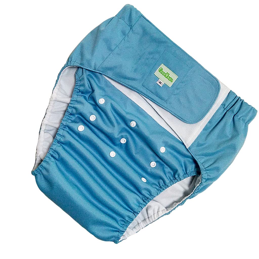 sharprepublic Reusable Adult Cloth Diaper Waterproof for Men Women Washable Underwear Briefs Incontinence Pants Nappy - Blue L