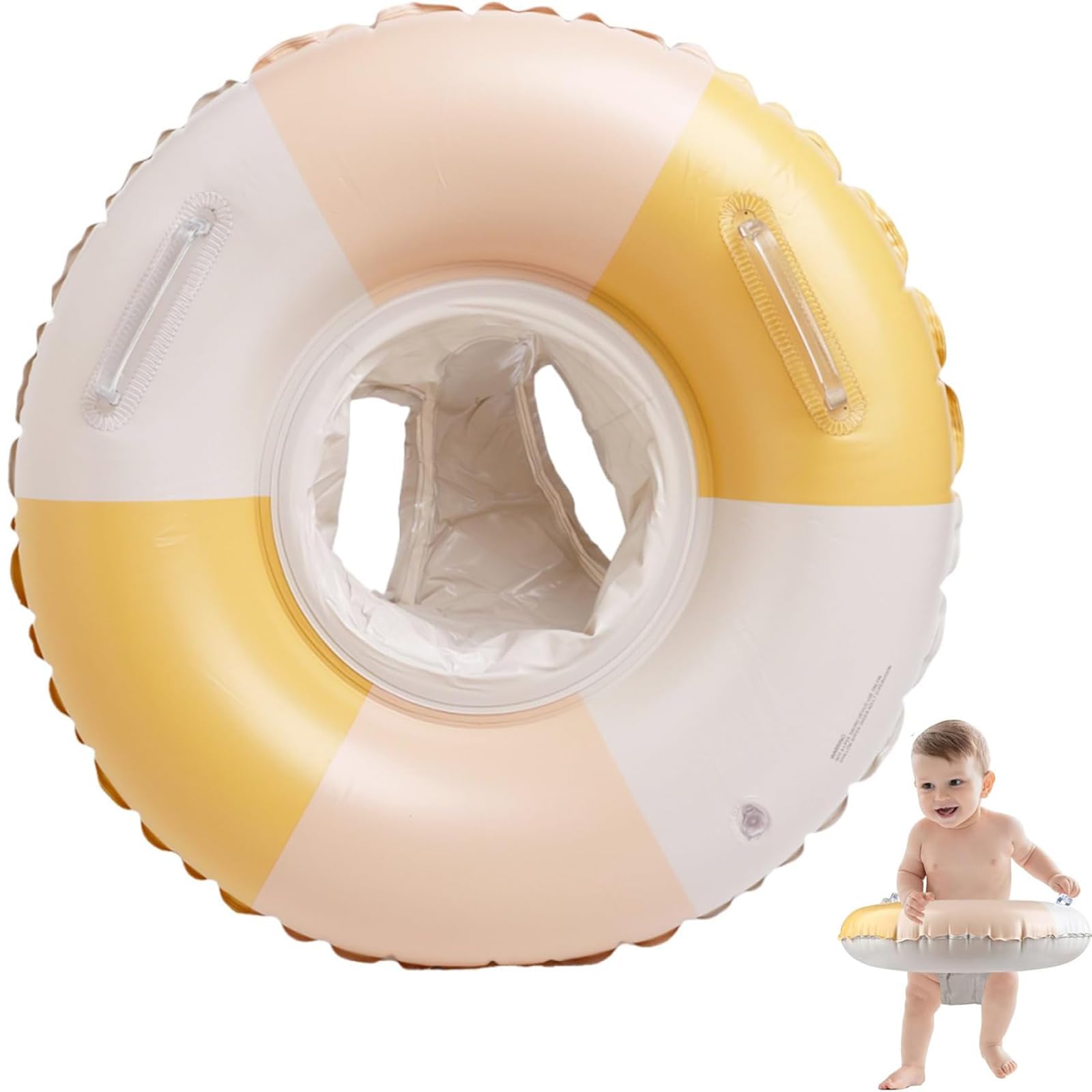 Baby Swimming Float, Baby Float for Pool and Bath Time, Baby Swim Float, Inflatable Seat for Swimming Activities, Approximately 57 cm Diameter（Splicing Yellow）