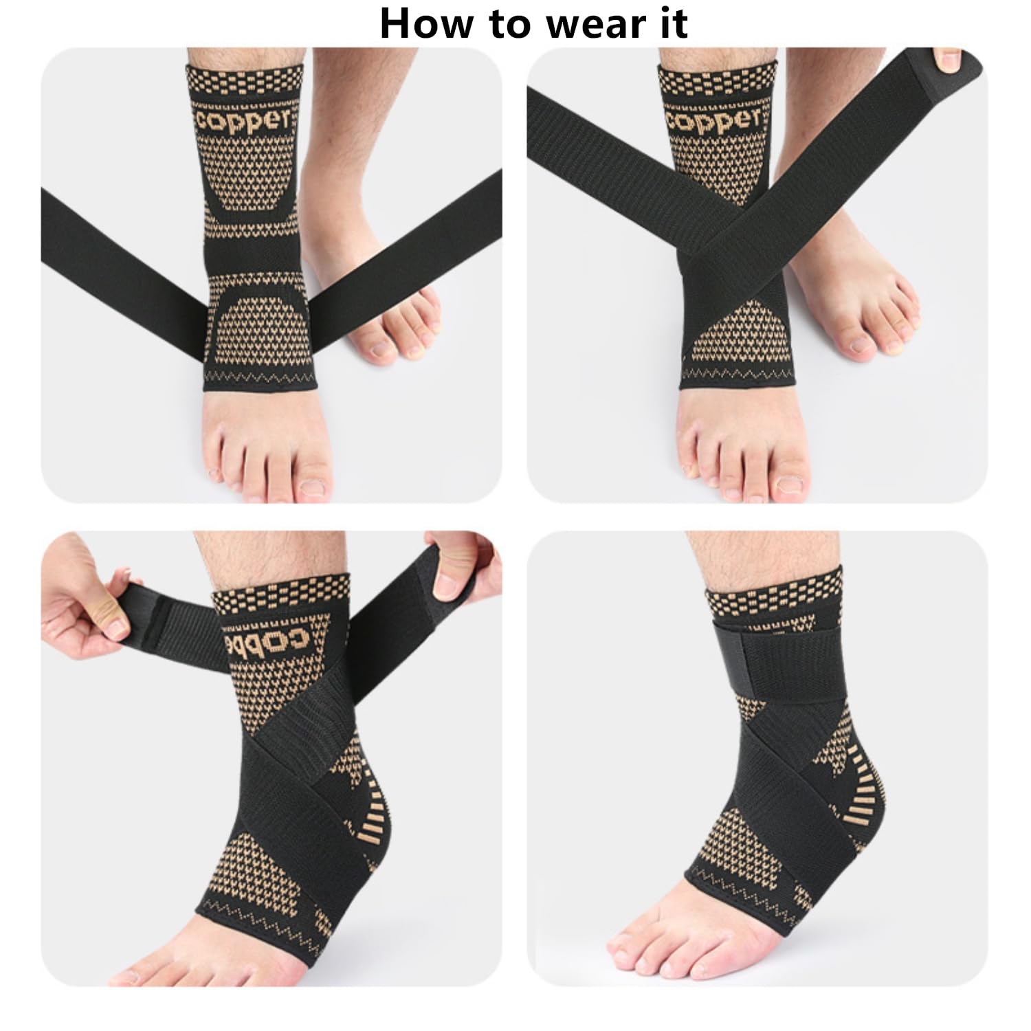 DAVIDAMY'S GIFT Unisex Bronze-colored Ankle Sleeve Support, Suitable For Ankle Protection, Running, Workout, Fitness, Weightlifting, Badminton, Basketball etc.-1 Pair (Medium)