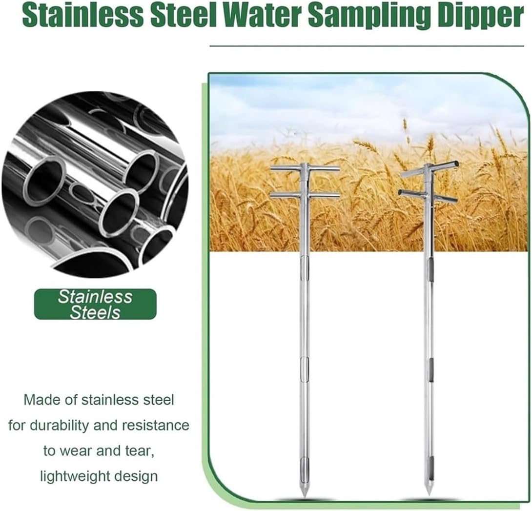 Stainless Steel 3 Slot Grain Probe Sampler, 2.6/3.3/4/5 Ft Length, Durable Fertilizer & Soil Sampling Tool for Garden/Farm, 1.5in Diameter, Solid Construction