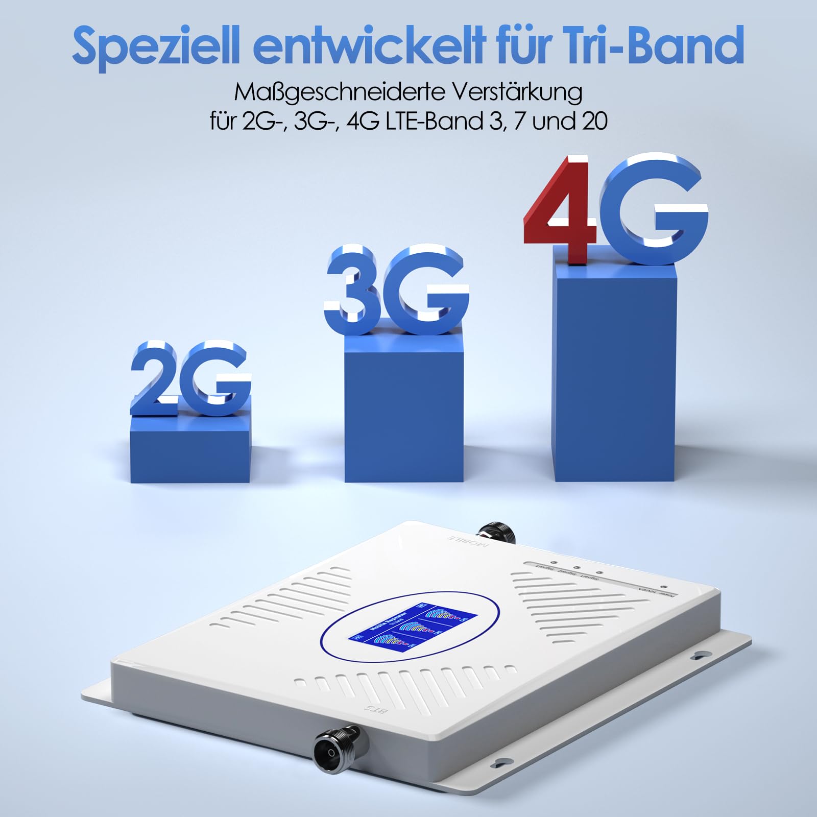 Mobilfunk Verstärker für Haus und Büro, 4G LTE 3G GSM Handy Empfangsverstärker Signalverstärker Band 3/7/20 800/1800/2600MHz Mobilfunk Repeater für Vodafone O2 Telekom T-Mobile