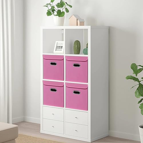 Miniatura 5 de Contenedores de almacenamiento de tela con tapas, organizadores de armario, canastas de almacenamiento plegables con asas para el hogar, cajas de