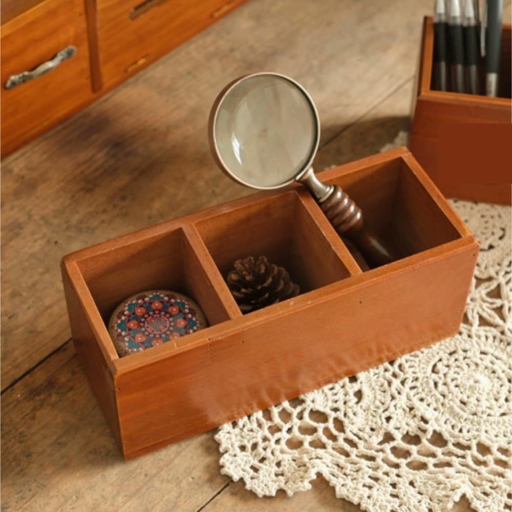 Stifteköcher Stifte Halter Dreistufiger Stifthalter Aus Holz, Geeignet For Zuhause, Schule Und Büro Schreibtisch-Organizer