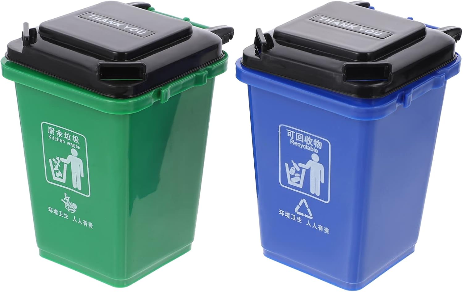 Cabilock 2 Pcs Mini Curbside Garbage Trash Bin Pen Holder