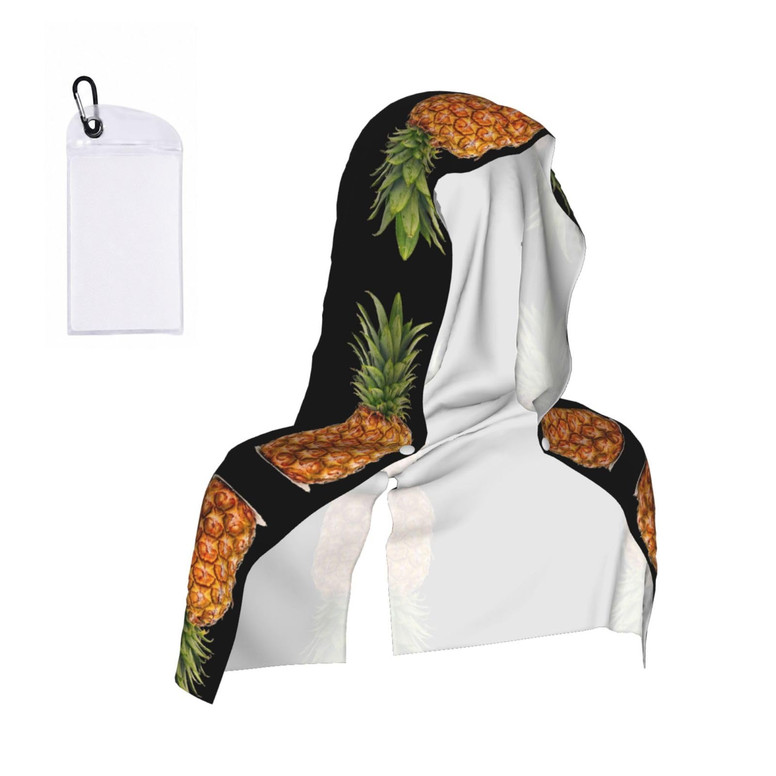 EZDLOWVBA Pineapple Print 2 Pack Cooling Hoodie Towels,Sports Headscarf, Neck Wrap Scarf,Breathable Cooling Towel For Neck And Face, Travel, Swimming, Training