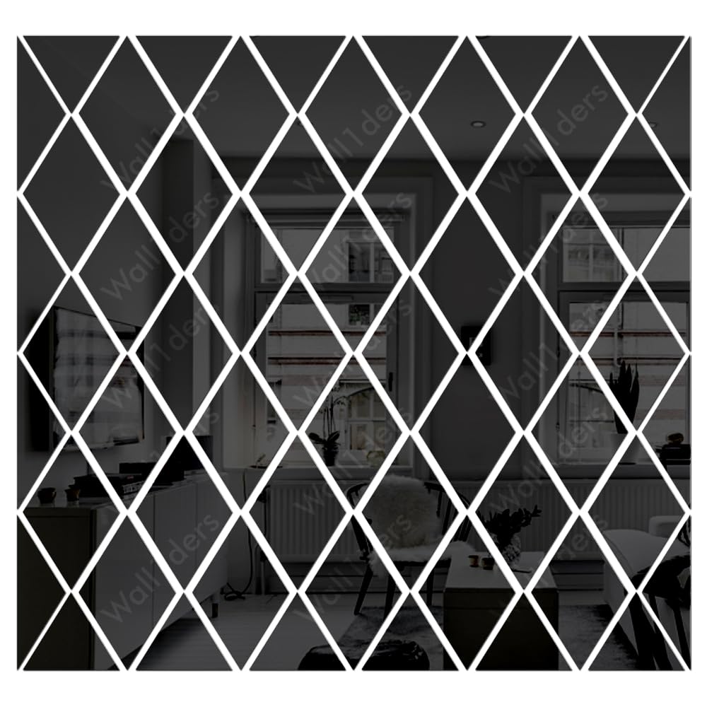Wall1ders Rhombus Pattern 58 Pcs DIY Mirror Stickers for Wall, Acrylic Mirror Wall Decor Sticker, Wall Mirror Stickers, Acrylic Stickers, Wall Stickers for Hall Room, Bed Room, Kitchen. (Black) (B0CKLHB4VW) Amazon Price History, Amazon Price Tracker