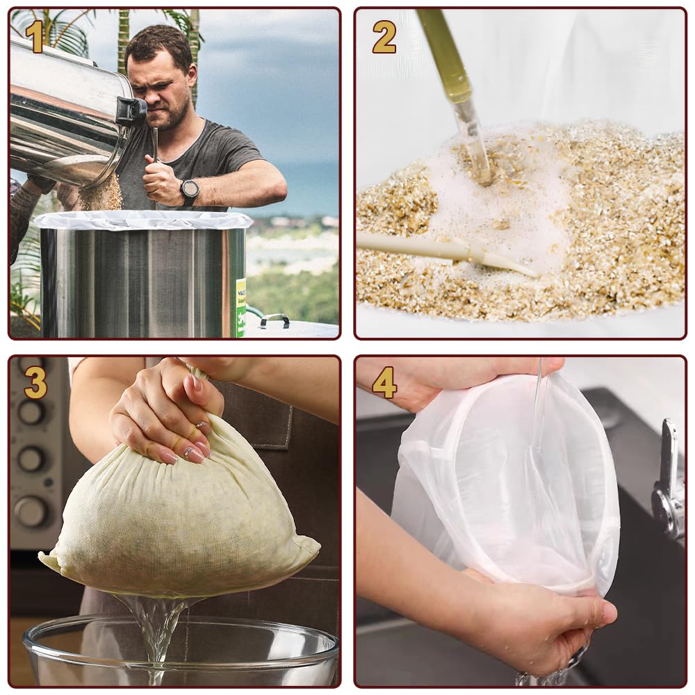 2 Sacchetti Filtro Per Birra E Vino - Maglia Fine, Riutilizzabili, 20x30cm E 30x45cm - Foto 6